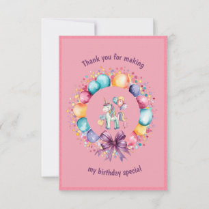 Tarjeta De Agradecimiento Cuto color de agua unicornio cumpleaños