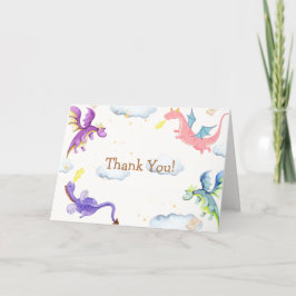 Tarjeta De Agradecimiento Cuto Fairytale Magic Dragon Baby Shower
