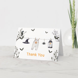 Tarjeta De Agradecimiento Cuto Pequeño Boo Clothesline Baby Shower