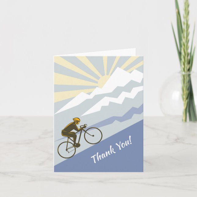 Tarjeta De Agradecimiento Cyclist Biking up Mountain Road Bike (Anverso)