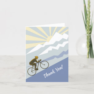 Tarjeta De Agradecimiento Cyclist Biking up Mountain Road Bike