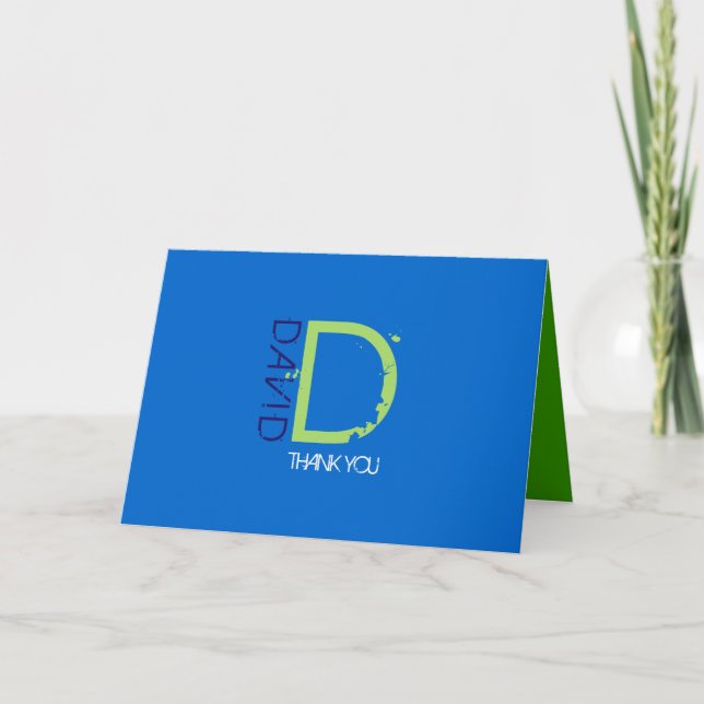 Tarjeta De Agradecimiento D Barra de colección inicial Mitzvah Gracias Tarje (Anverso)