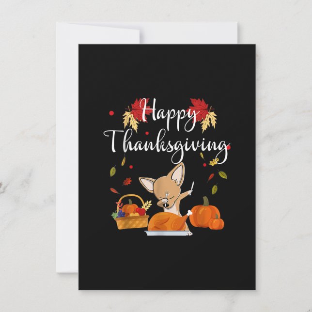 Tarjeta De Agradecimiento Dabbing chihuahua DogTurkey Feliz Día de Acción de (Anverso)