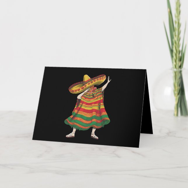 Tarjeta De Agradecimiento Dabbing Mexican Poncho Cinco De Mayo Fiesta Fiesta (Anverso)