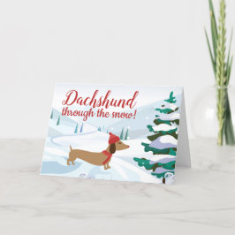 Tarjeta De Agradecimiento Dachshund a través de la nieve Navidades saludando