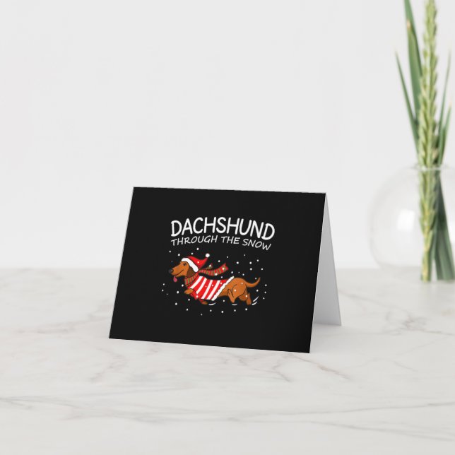 Tarjeta De Agradecimiento Dachshund A Través De Los Navidades De Perro Graci (Anverso)