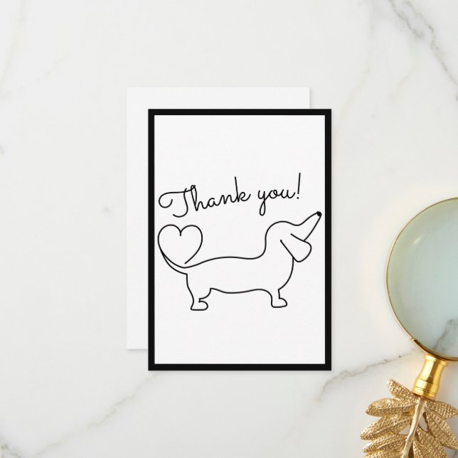 Tarjeta de agradecimiento Dachshund con mano corta (Anverso/Reverso In Situ)