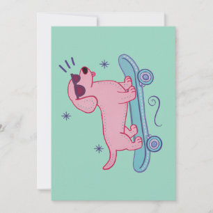 Tarjeta De Agradecimiento Dachshund genial en monopatín Arte divertido de