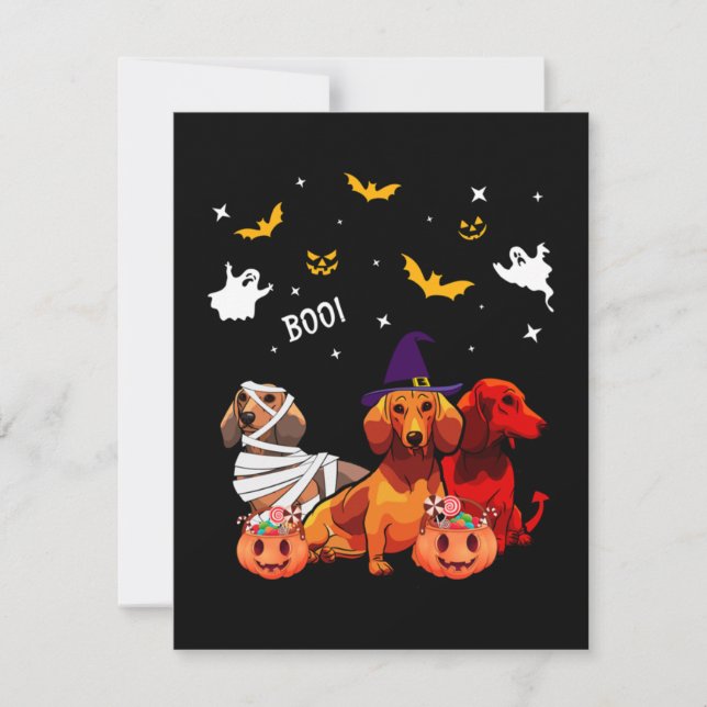 Tarjeta De Agradecimiento Dachshund Halloween Perro Lover (Anverso)