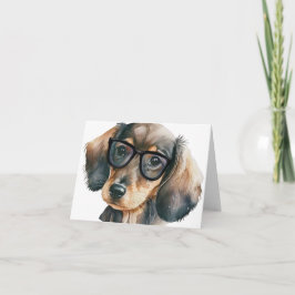 Tarjeta De Agradecimiento Dachshund lindo con gafas negras
