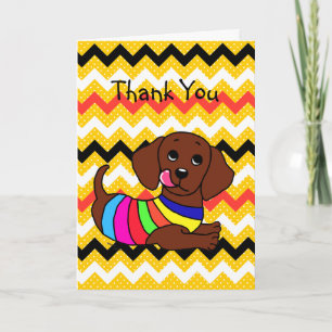 Tarjeta De Agradecimiento Dachshund Personalizado 1 Corazones