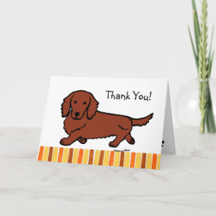 Tarjeta De Agradecimiento Dachshund, Red Long Haired