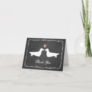 Tarjeta De Agradecimiento Dachshunds de pelo largo agradecen el regalo de bo