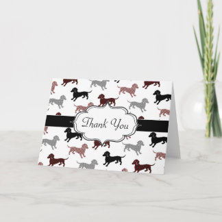 Tarjeta De Agradecimiento Dachshunds en modelo lindo del damasco