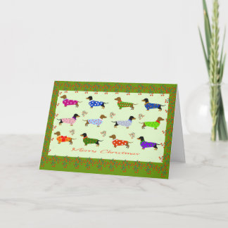 Tarjeta De Agradecimiento Dachshunds in Christmas coats Christmas card