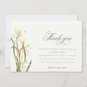 Tarjeta De Agradecimiento Daffodil blanco acuarela floral ducha de novia