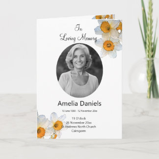 Tarjeta De Agradecimiento  Daffodil Funeral Ceremony Program Card