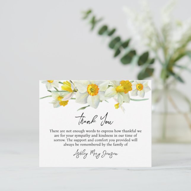 Tarjeta De Agradecimiento Daffodil Funeral Thank You Card Bereavement (Anverso de pie)