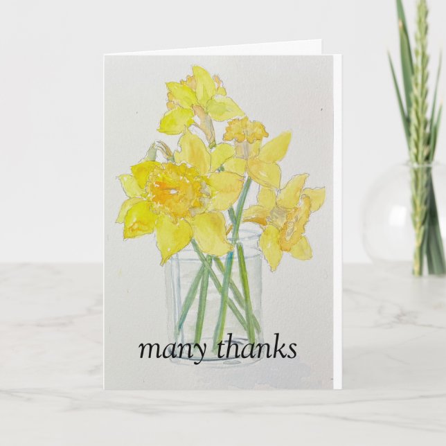 Tarjeta De Agradecimiento Daffodils frescos picados primavera amarillos colo (Anverso)