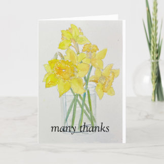 Tarjeta De Agradecimiento Daffodils frescos picados primavera amarillos colo
