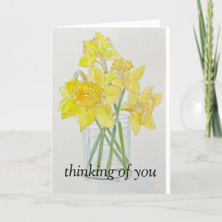 Tarjeta De Agradecimiento Daffodils frescos picados primavera amarillos colo