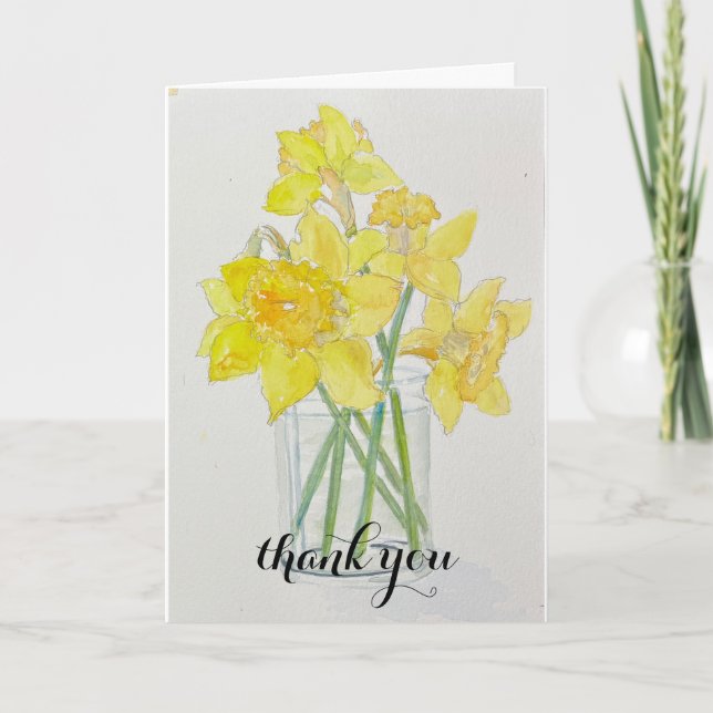 Tarjeta De Agradecimiento Daffodils frescos picados primavera amarillos colo (Anverso)