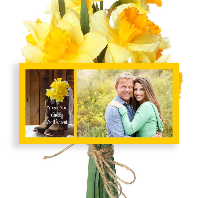 Tarjeta De Agradecimiento Daffodils y Cowboy Boots Barn Boda Gracias (Subido por el creador)