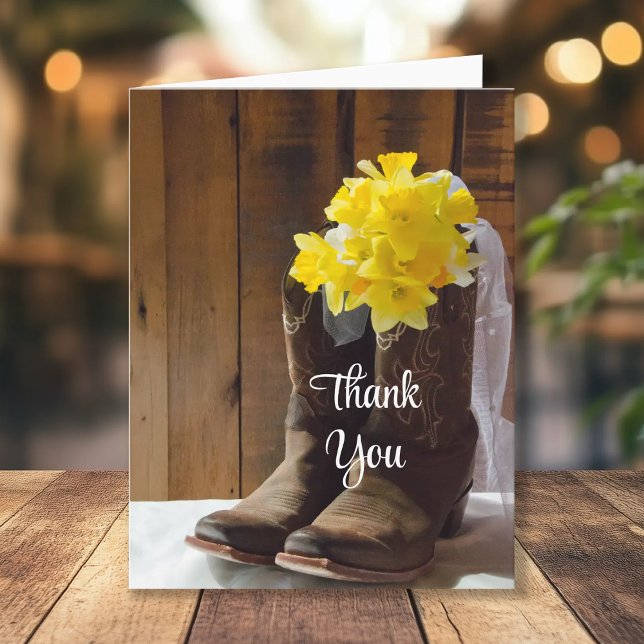 Tarjeta De Agradecimiento Daffodils y Cowboy Boots Bridesmaid gracias (Subido por el creador)