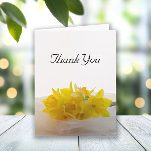 Tarjeta De Agradecimiento Dafpies amarillos en la boda de la Primavera Blanc