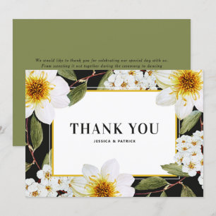 Tarjeta De Agradecimiento Dahlia Blanca y Spirea Botánica Boda