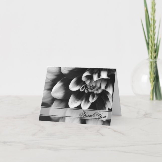 Tarjeta De Agradecimiento Dahlia Bridesmaid en blanco y negro gracias (Anverso)