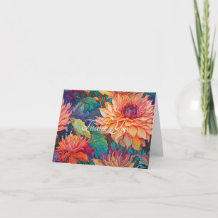 Tarjeta De Agradecimiento Dahlia Floral Tapiz en blanco Gracias