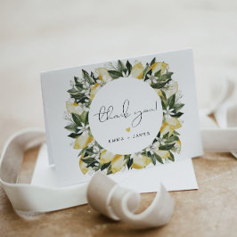 Tarjeta De Agradecimiento DAHLIA Lemon Citrus Fruit Summer Garden Floral