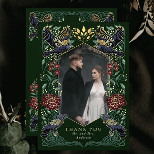 Tarjeta De Agradecimiento Dahlia Snapdragon encantó a Boda de Raven gótico