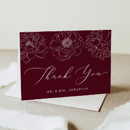 Tarjeta De Agradecimiento Dainty Floral Burgundy Boda
