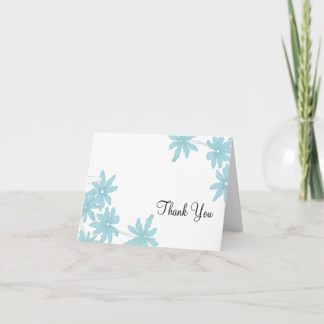 Tarjeta De Agradecimiento Daisias Azules Ligeras Bridesmaid Gracias (Anverso)