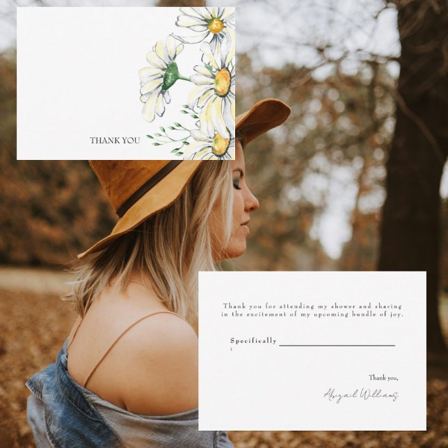 Tarjeta De Agradecimiento Daisies acuarela Ducha de boda Gracias (Subido por el creador)
