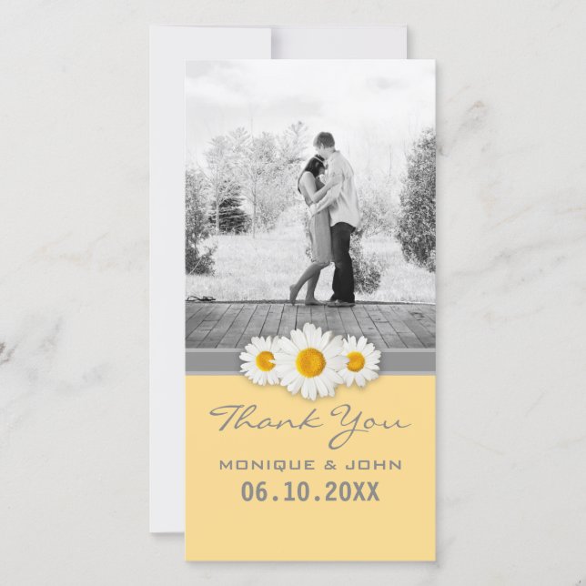 Tarjeta De Agradecimiento Daisies Amarillos Dulce Boda Gracias (Anverso)