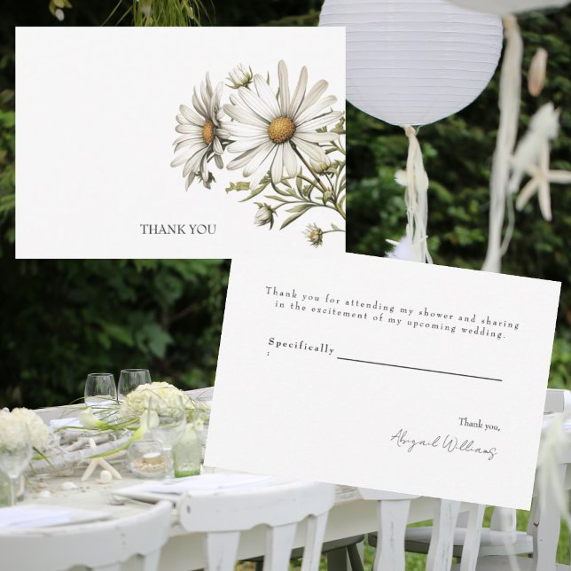 Tarjeta De Agradecimiento Daisies Blancos Ducha De Boda Gracias (Subido por el creador)