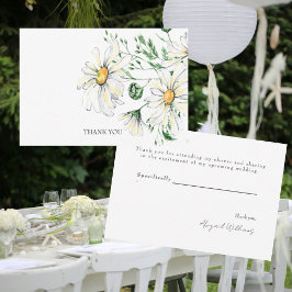 Tarjeta De Agradecimiento Daisies Blancos Ducha De Boda Gracias