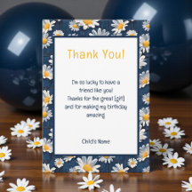 Daisies on Blue Denim Birthday Thank You Card