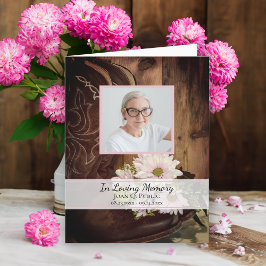 Tarjeta De Agradecimiento Daisies rosados Cowboy bota la simpatía del funera