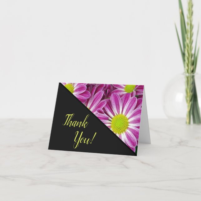 Tarjeta De Agradecimiento Daisies rosados y amarillos | Floral (Anverso)