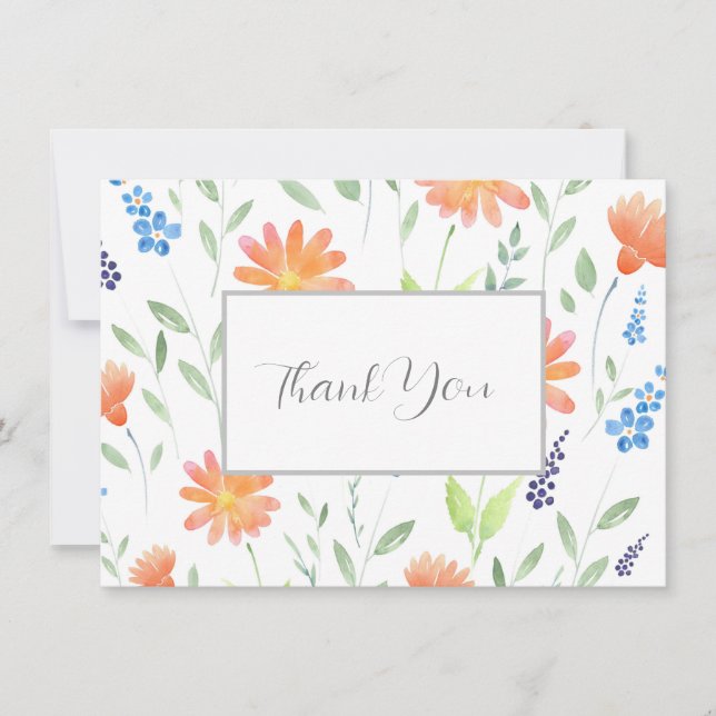 Tarjeta De Agradecimiento Daisies Wildflowers Watercolor Motif (Anverso)