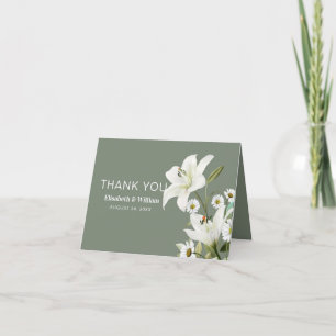 Tarjeta De Agradecimiento Daisies Y Lilies Blancos