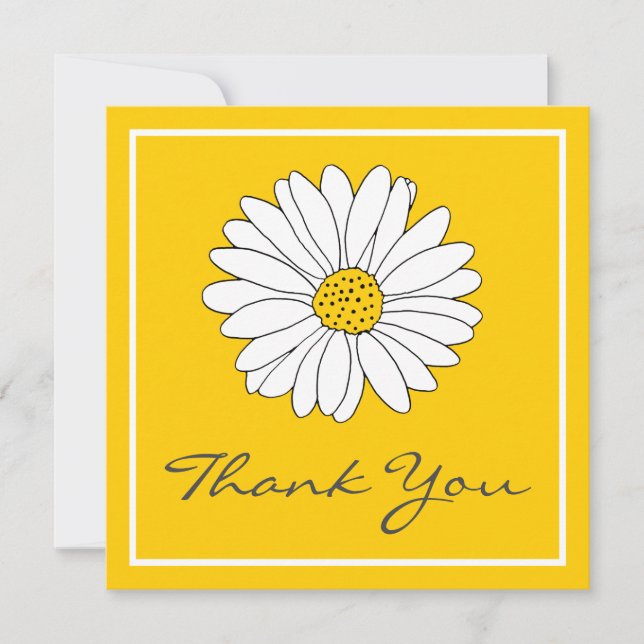 Tarjeta De Agradecimiento Daisy amarillo blanco (Anverso)