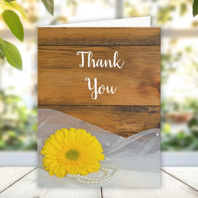 Tarjeta De Agradecimiento Daisy amarillo, Veil Country Barn Boda Gracias (Subido por el creador)