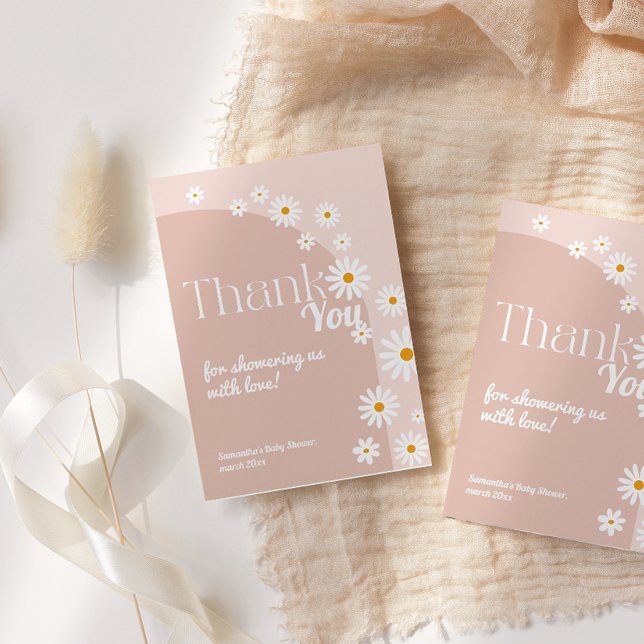 Tarjeta De Agradecimiento Daisy Bebé en flor Boho Chica Baby Shower (Subido por el creador)