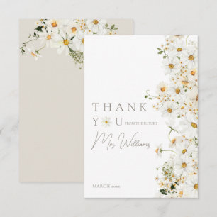 Tarjeta De Agradecimiento Daisy Boho Flores Silvestres Moderno Bridal Shower