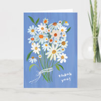 Daisy Bouquet Gouache pintado a mano Flores azules